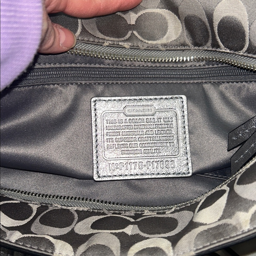 Coach Gallery Signature Metallic Gray Jacquard Tote 14”x 10.25”x 4.25” 2011 NWOT - Picture 7 of 8